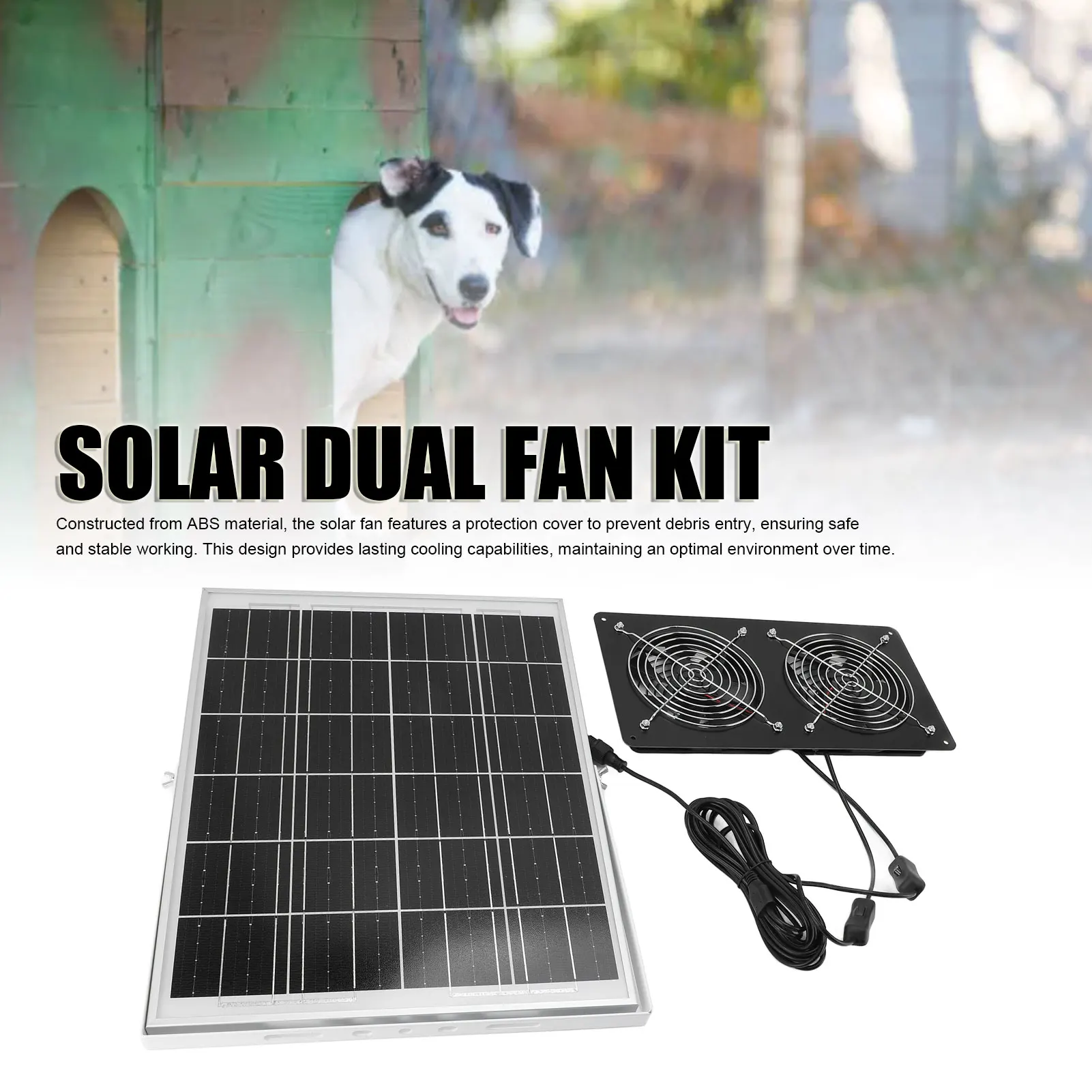 30W Solar Dual Fan Kit w/Tempered Glass & 17mm Alloy Frame IP65 Waterproof Ventilation for Outdoor Pet House/Shed - Easy Install
30W Solar Dual Fan Kit w/Tempered Glass & 17mm Alloy Frame IP65 Waterproof Ventilation for Outdoor Pet House/Shed - Easy Install