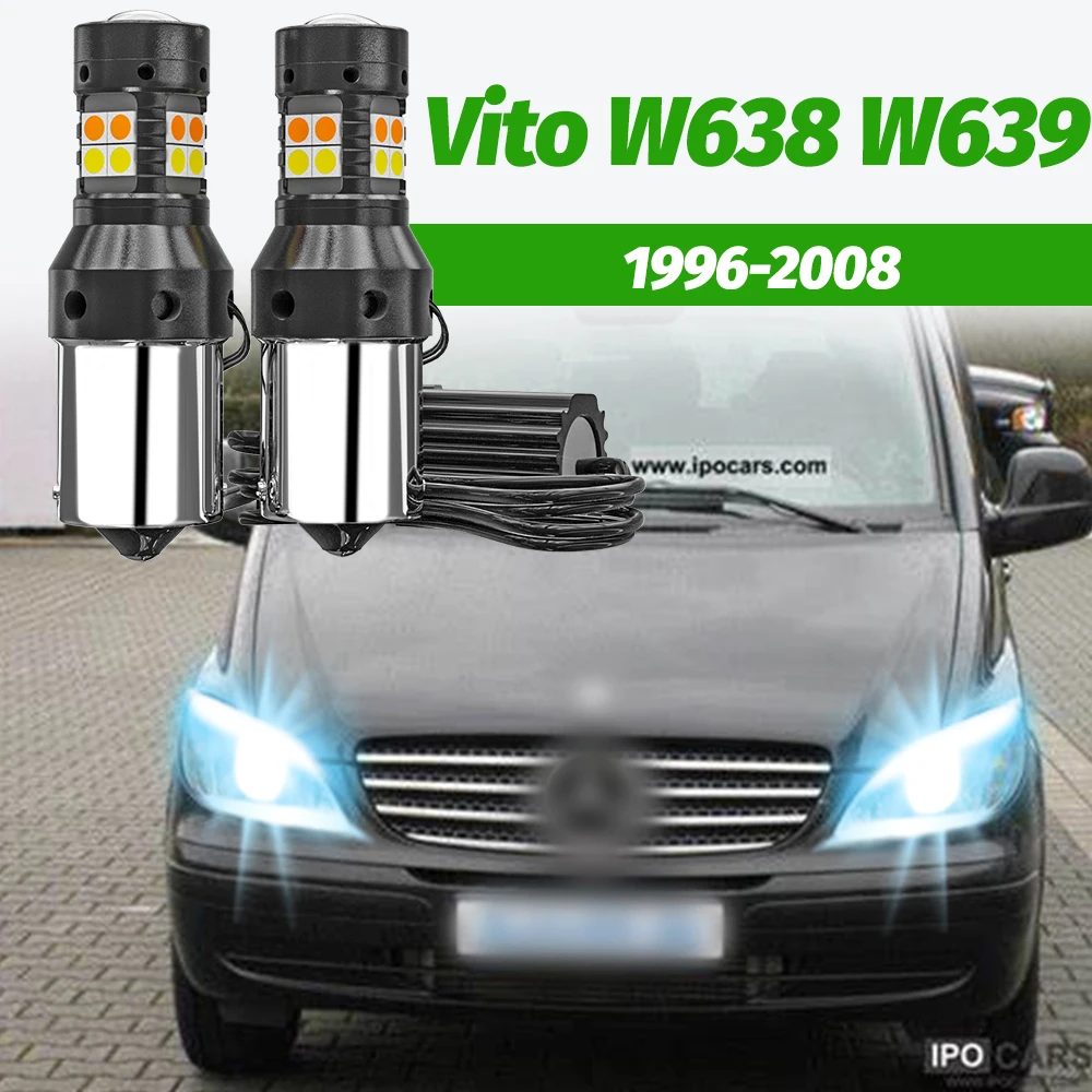 2 шт. Двухрежимные светодиодные указатели поворота + дневные ходовые огни (DRL) для Mercedes-Benz Vito W639 W638 1996-2008 2003 2004 2005
2 шт. Двухрежимные светодиодные указатели поворота + дневные ходовые огни (DRL) для Mercedes-Benz Vito W639 W638 1996-2008 2003 2004 2005