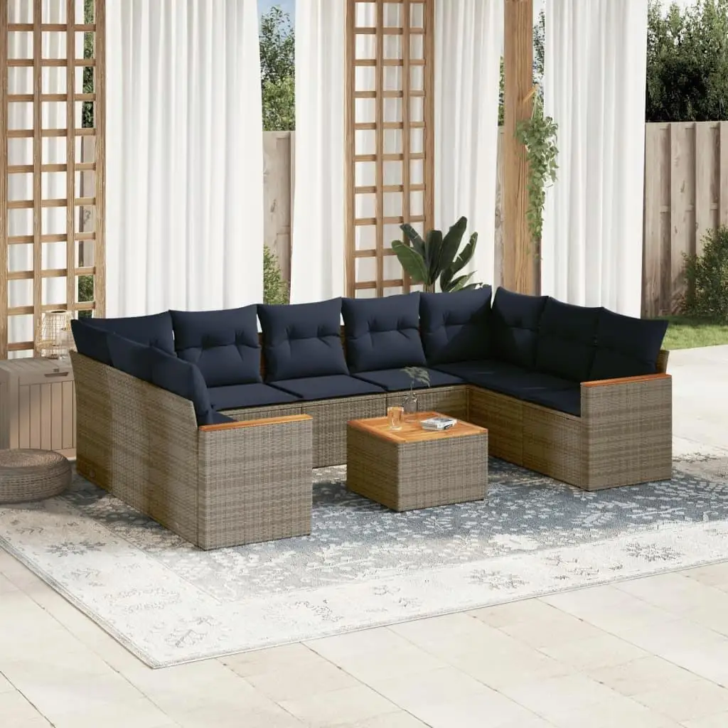 10 Piece Outdoor Patio Sofa Set with Gray Cushions Poly Rattan Furniture Garden Lounge
10 Piece Outdoor Patio Sofa Set with Gray Cushions Poly Rattan Furniture Garden Lounge