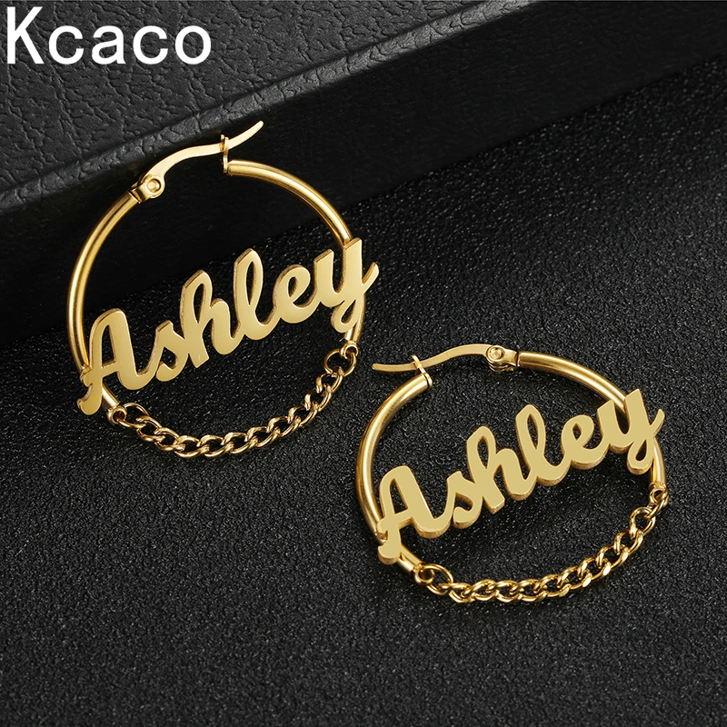 Kcaco Personalized Stainless Steel Name Hoops Earrings Custom Letters Cricle Chain Earrings Birthday Party Women Gifts Jewelry
Kcaco Personalized Stainless Steel Name Hoops Earrings Custom Letters Cricle Chain Earrings Birthday Party Women Gifts Jewelry