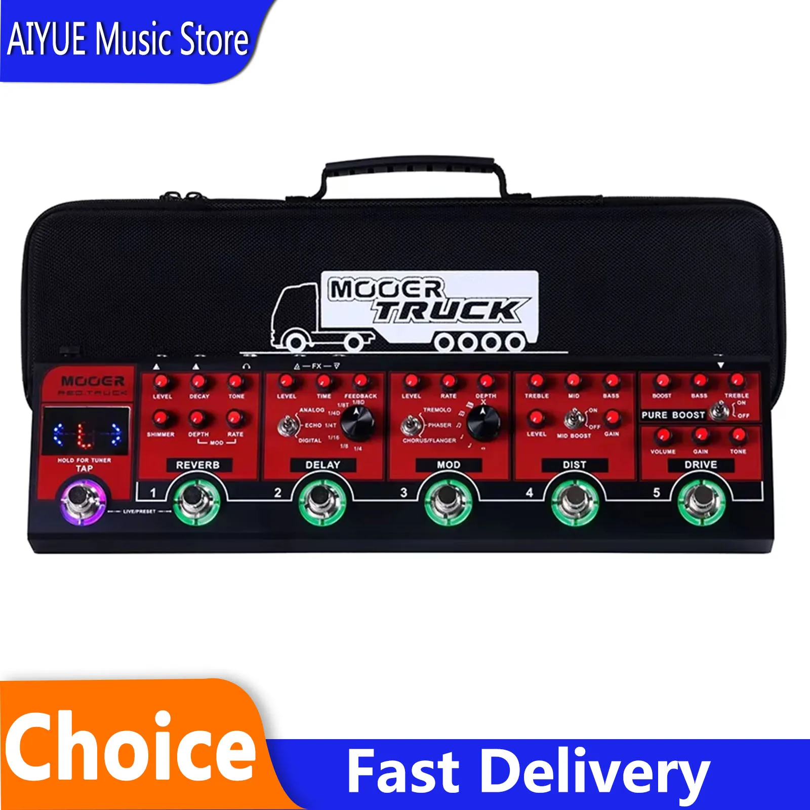 MOOER Red Truck Guitar Multi-Effects Pedal Built-in Pure Boost Drive Dist Mod Reverb Delay Tuner Effects Stereo Outputs Pedal
MOOER Red Truck Guitar Multi-Effects Pedal Built-in Pure Boost Drive Dist Mod Reverb Delay Tuner Effects Stereo Outputs Pedal