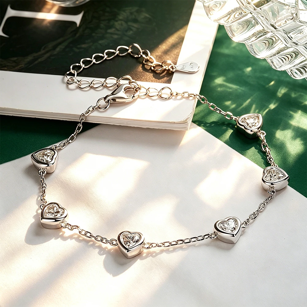 4mm Bezel Set Moissanite Bracelet Heart Cut Lab Grown Diamond Adjustable Chain 925 Sterling Silver Fine Jewelry for Daily Wear
4mm Bezel Set Moissanite Bracelet Heart Cut Lab Grown Diamond Adjustable Chain 925 Sterling Silver Fine Jewelry for Daily Wear