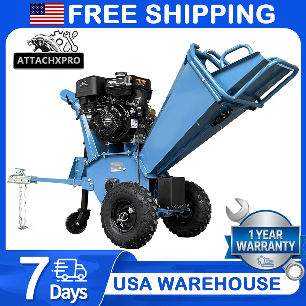 ATTACHXPRO Gas Wood Chipper Shredder, 15HP 420cc Engine, 5-Inch Capacity, Heavy Duty Towable Wood Chipper for Branches
ATTACHXPRO Gas Wood Chipper Shredder, 15HP 420cc Engine, 5-Inch Capacity, Heavy Duty Towable Wood Chipper for Branches