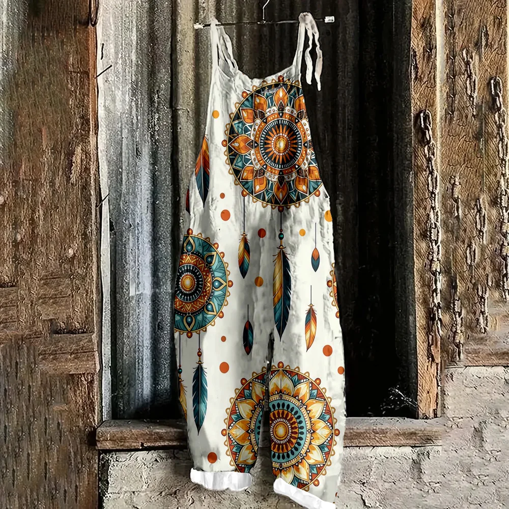 Новый женский весенне-летний комбинезон в богемном стиле с этническим принтом в стиле ретро, модный и подходящий для уличной одежды. 
Новый женский весенне-летний комбинезон в богемном стиле с этническим принтом в стиле ретро, модный и подходящий для уличной одежды.