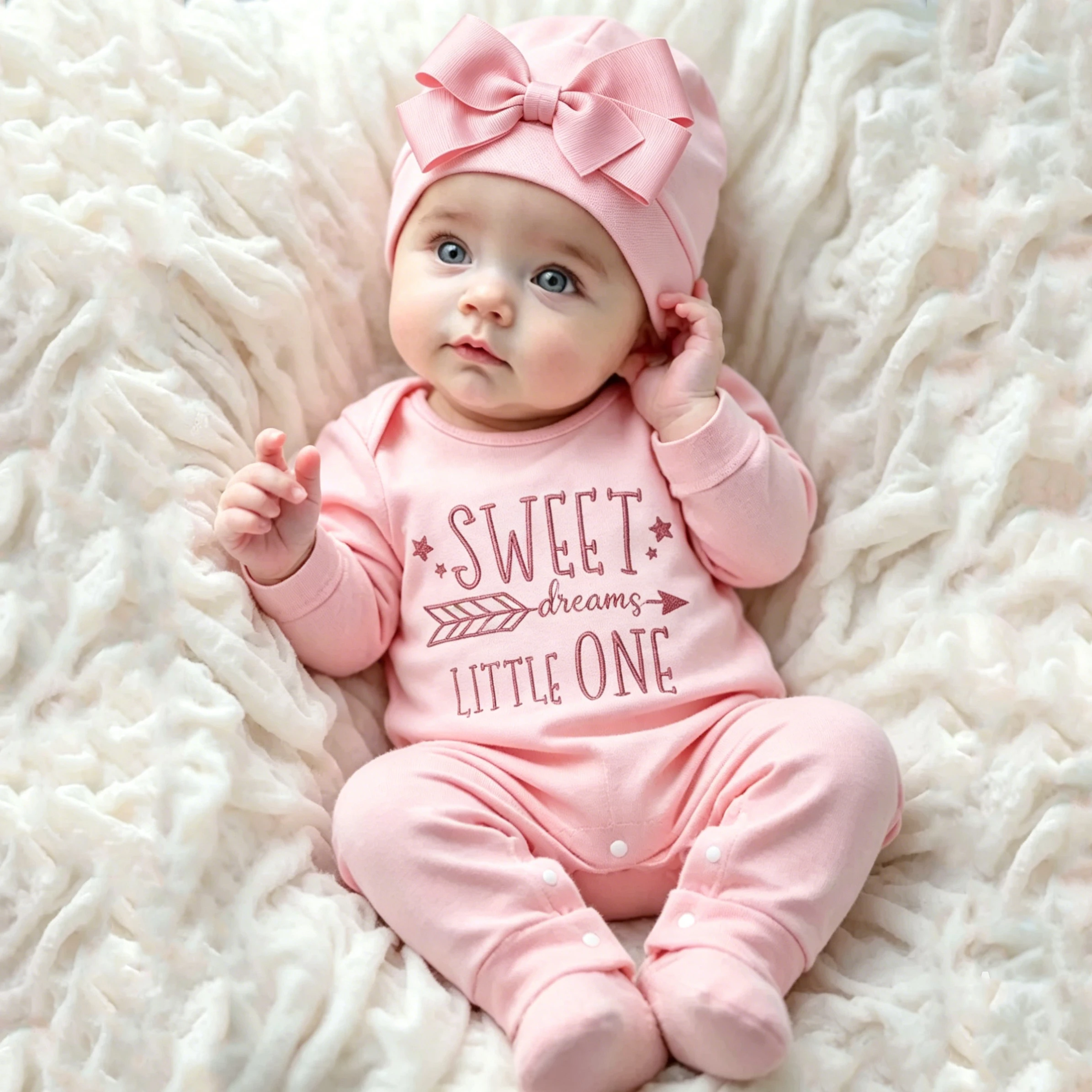 Ylsteed Newborn Photography Romper Jumpsuit with Bow Hat 'Hello World' Embroidery Infant Props for Coming Home Outfit Baby Gift
Ylsteed Newborn Photography Romper Jumpsuit with Bow Hat 'Hello World' Embroidery Infant Props for Coming Home Outfit Baby Gift