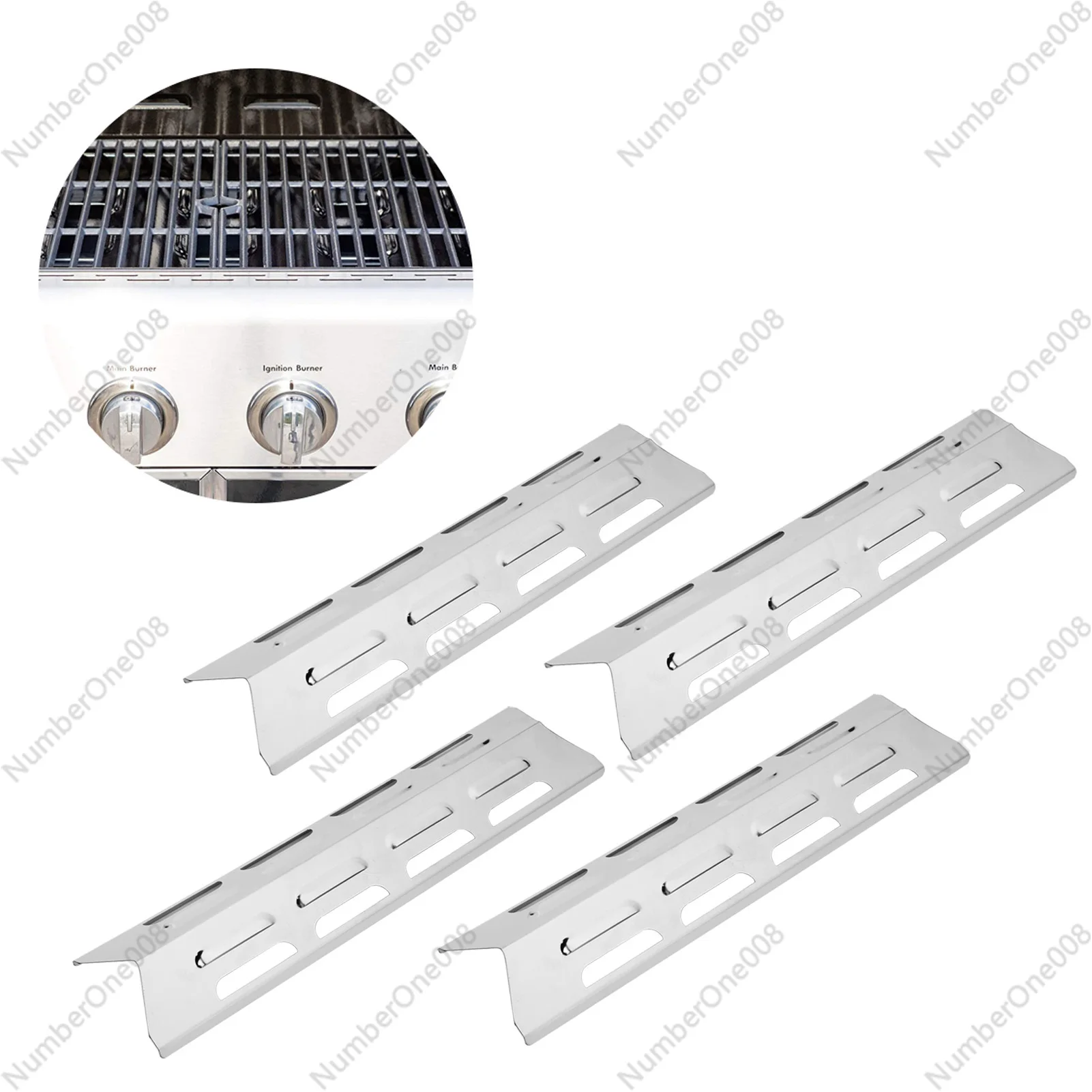 4Pcs Heat Plate Stainless Steel Gas Grill Oven Heat Plate Heat Tents Deflector Cover Accessory 
4Pcs Heat Plate Stainless Steel Gas Grill Oven Heat Plate Heat Tents Deflector Cover Accessory