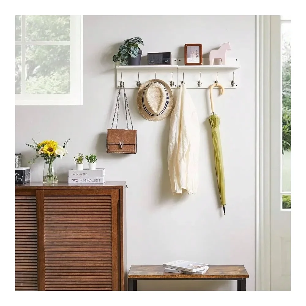 Rack Shelf Wall Mounted, Wooden Coat Hooks Set Of 2, Entryway Coat Hanger With 8 Hooks, 31.5L Floating Shelves, Key Holder, Bed
Rack Shelf Wall Mounted, Wooden Coat Hooks Set Of 2, Entryway Coat Hanger With 8 Hooks, 31.5L Floating Shelves, Key Holder, Bed
