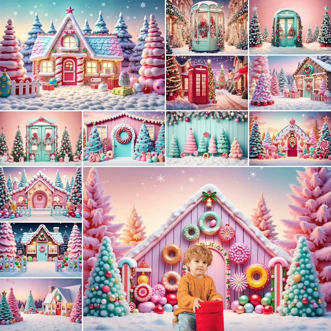 MOON.QG Charming Pink Christmas Hamlet Background Red Telephone Booth Gift Boxes Backdrops For Photography Photobooth Decoration
MOON.QG Charming Pink Christmas Hamlet Background Red Telephone Booth Gift Boxes Backdrops For Photography Photobooth Decoration