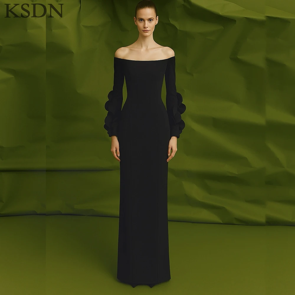 Luxury Black Evening Dresses Customzied Boat Neck Long Sleeve Dress Customzied Floor Length High Quality Gowns Vestidos 
Luxury Black Evening Dresses Customzied Boat Neck Long Sleeve Dress Customzied Floor Length High Quality Gowns Vestidos