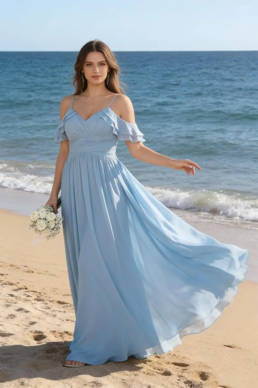 Simple Women's Long Chiffon Bridesmaid Dresses Ruffle V Neck Formal Evening Prom Gown Spaghetti Strap Maxi Wedding Guest Dress
Simple Women's Long Chiffon Bridesmaid Dresses Ruffle V Neck Formal Evening Prom Gown Spaghetti Strap Maxi Wedding Guest Dress