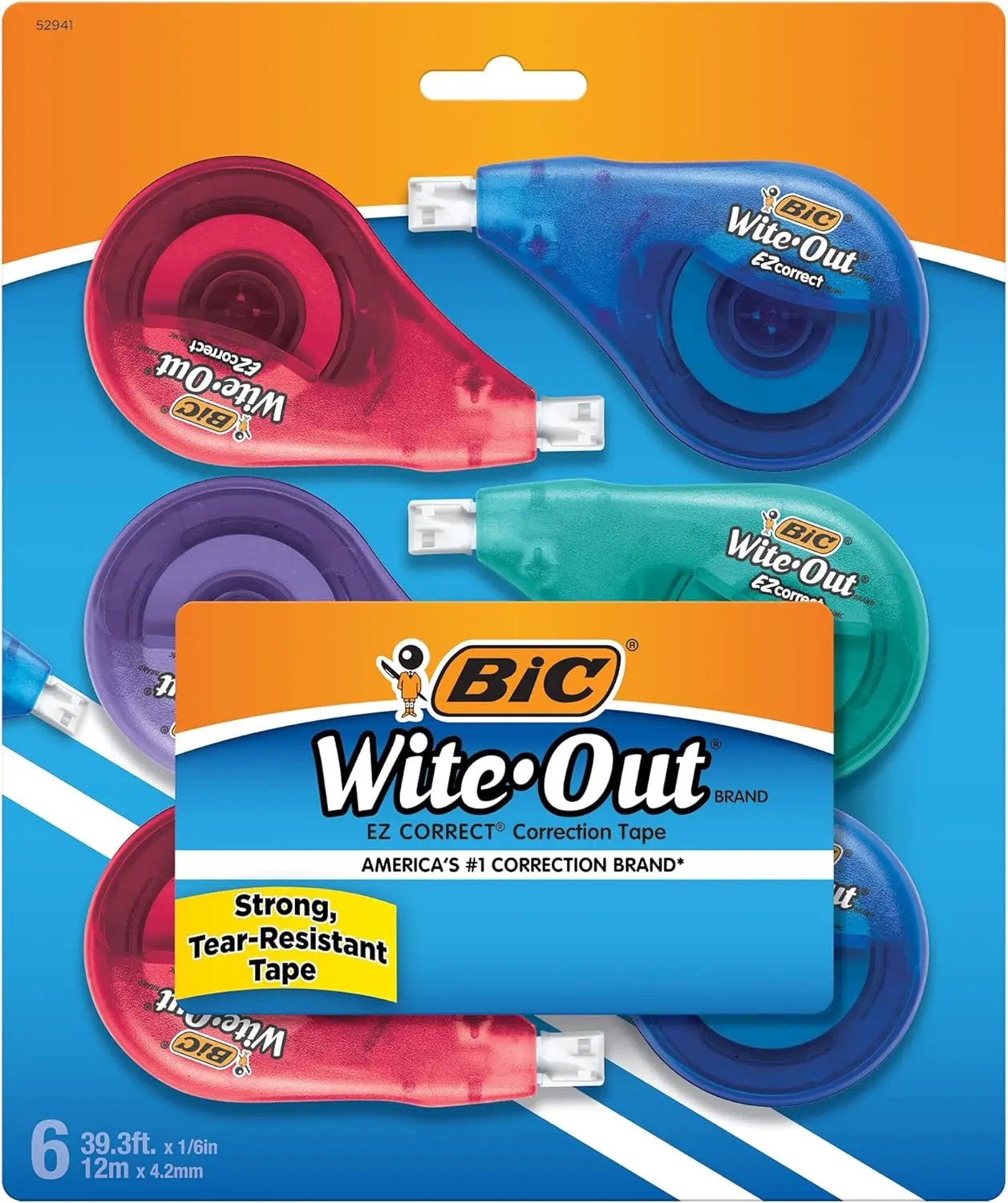 BIC Wite-Out Brand EZ Correct Correction Tape, White, Fast, Clean & Easy To Use, Tear-Resistant Tape, 6-Count
BIC Wite-Out Brand EZ Correct Correction Tape, White, Fast, Clean & Easy To Use, Tear-Resistant Tape, 6-Count
