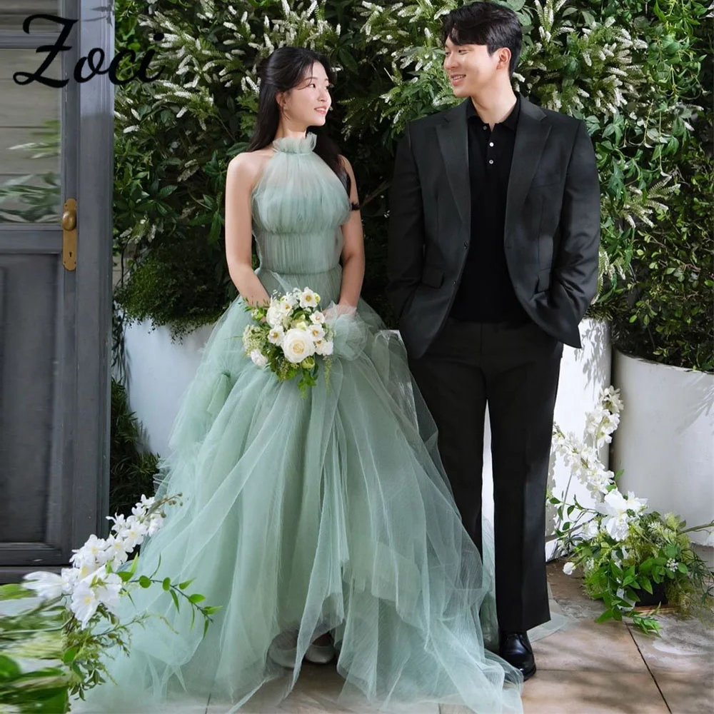 Zoci Elegant High Halter Korea Evening Dresses Fairy Tulle Green Bride Gown Customized Sleeveless Korea Photos Shoot Dress 웨딩드레스
Zoci Elegant High Halter Korea Evening Dresses Fairy Tulle Green Bride Gown Customized Sleeveless Korea Photos Shoot Dress 웨딩드레스