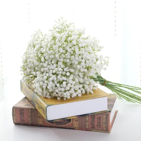 50pcs Artificial Baby's Breath Flowers Real Touch Gypsophila Suitable For Wedding Bride Engagement Home Ornament Room Decoration