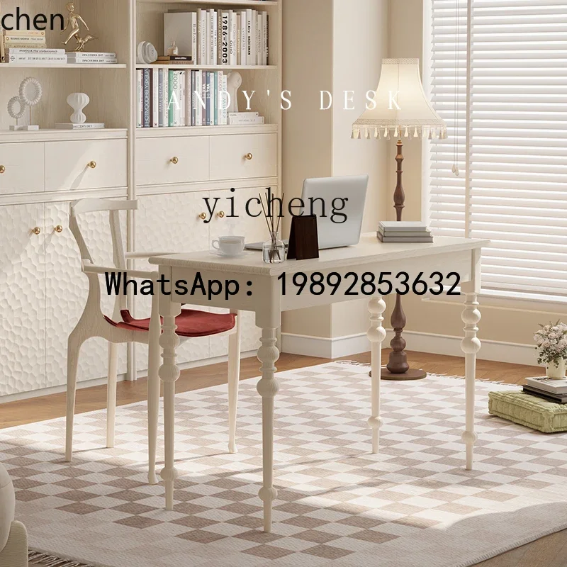 HT light luxury cream style solid desk small apartment home desk high sense retro
HT light luxury cream style solid desk small apartment home desk high sense retro