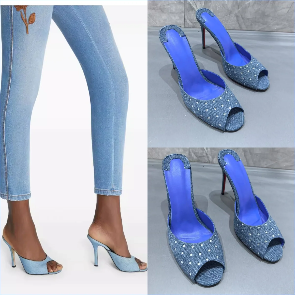 Blue Women Sandals Bling Rhinestone Peep Toe Thin Super High Heels Slip-on Slippers Summer Fashion Solid Large Size Woman Shoes
Blue Women Sandals Bling Rhinestone Peep Toe Thin Super High Heels Slip-on Slippers Summer Fashion Solid Large Size Woman Shoes
