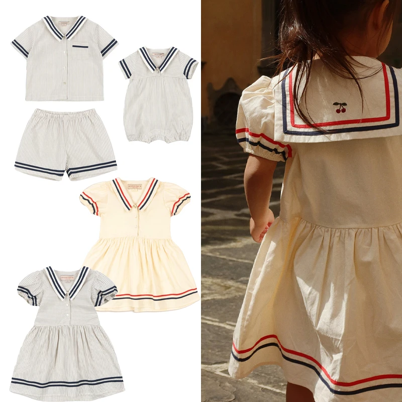 Детский комплект 2026: Новинка Весна-Лето, рубашка в полоску и шорты для мальчиков и девочек, комбинезон для ползания, платье в полоску для девочек
Детский комплект 2026: Новинка Весна-Лето, рубашка в полоску и шорты для мальчиков и девочек, комбинезон для ползания, платье в полоску для девочек