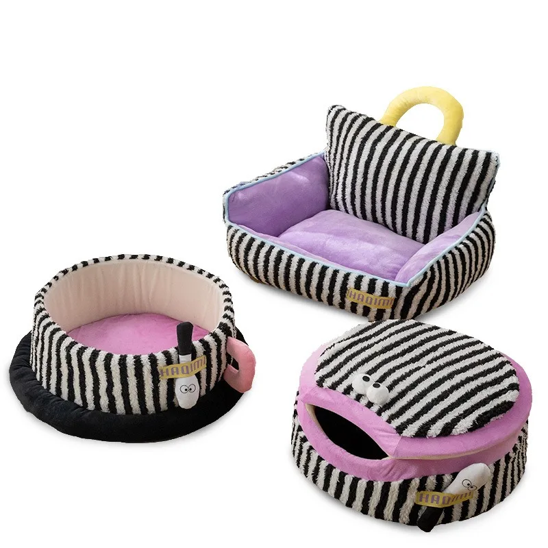 Winter Warm Pet Bed For Cats And Dogs Thick Cozy Sofa Style Striped Teacup Design Plush House Comfortable Sleeping Nest Indoor
Winter Warm Pet Bed For Cats And Dogs Thick Cozy Sofa Style Striped Teacup Design Plush House Comfortable Sleeping Nest Indoor