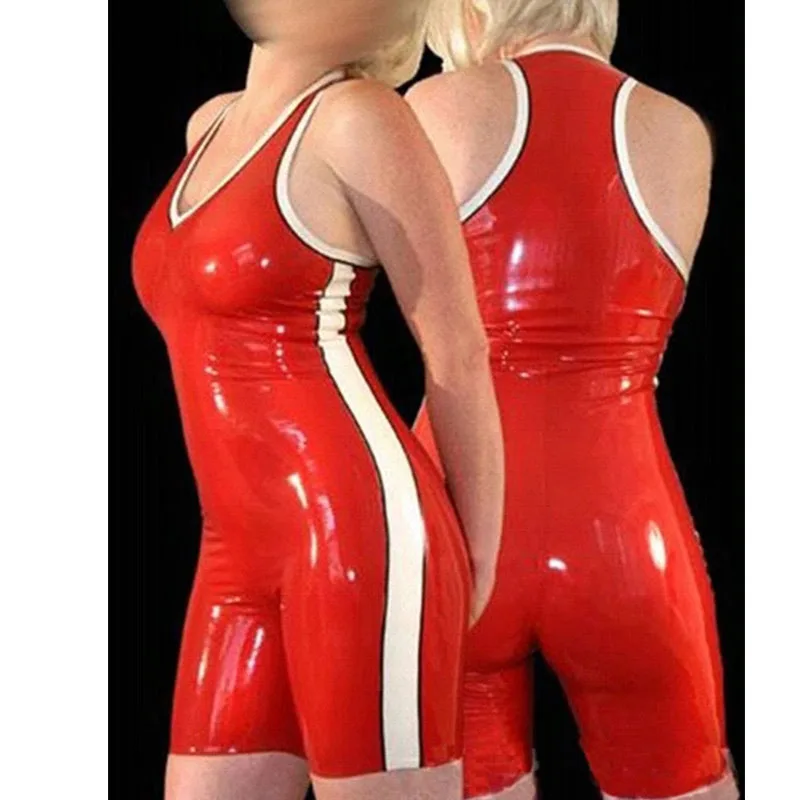 Fashion Women Red Latex Catsuit with White Trim Natural Rubber Bodysuit for Women Plus Size
Fashion Women Red Latex Catsuit with White Trim Natural Rubber Bodysuit for Women Plus Size