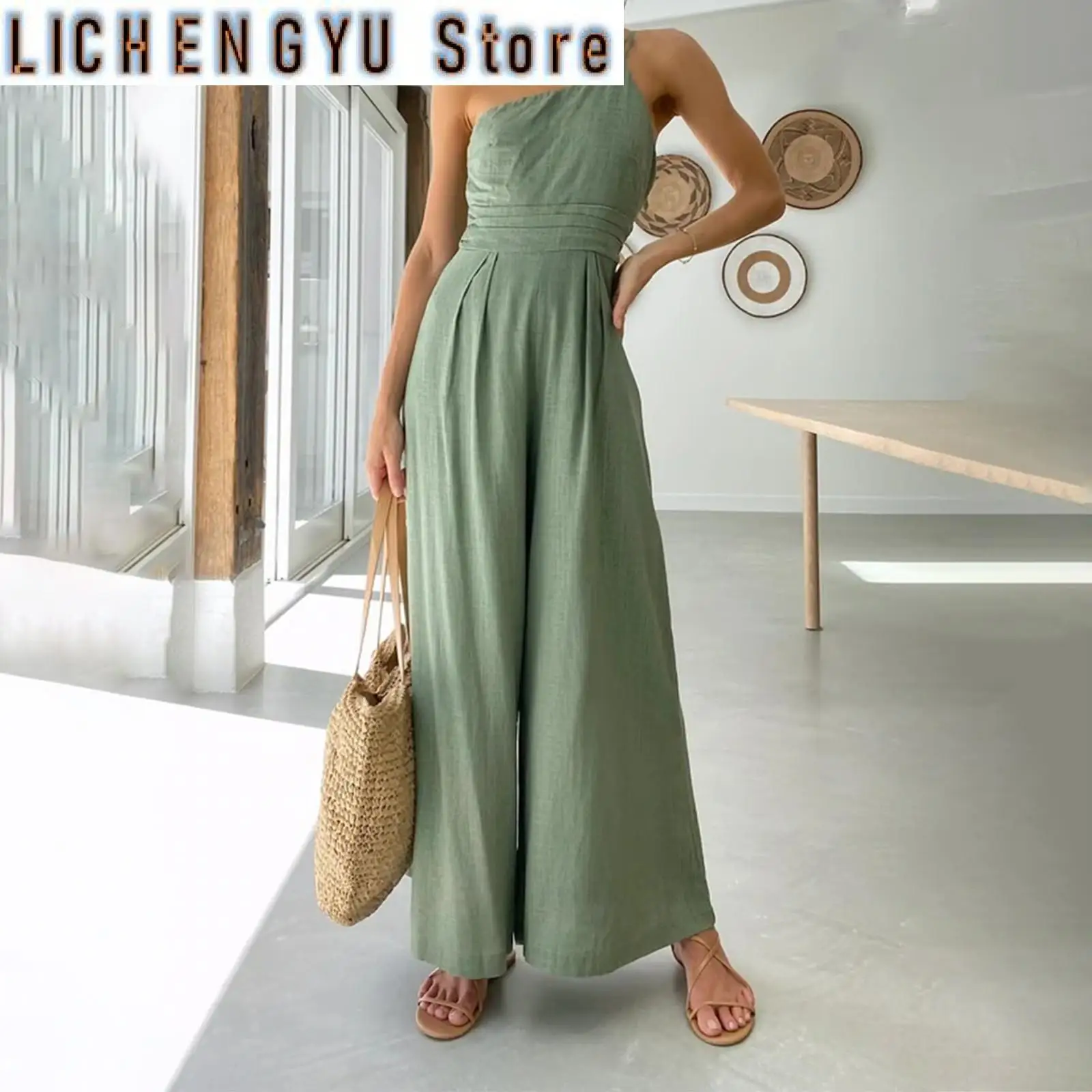 Hot Sale One Shoulder Cotton Elegant Party Dresses For Women Jumpsuit Backless Wide Leg Trousers Formal Occasion Dresses
Hot Sale One Shoulder Cotton Elegant Party Dresses For Women Jumpsuit Backless Wide Leg Trousers Formal Occasion Dresses