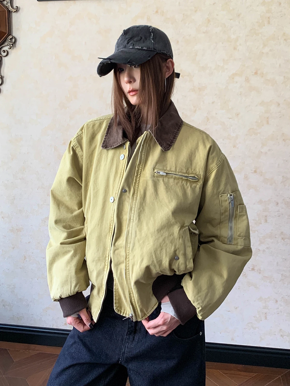 Aket Vintage American Retro Color Blo Collar Cotton Jaet Women's Warm Workwear Coat Street Sle Loose Fit Long Sve
Aket Vintage American Retro Color Blo Collar Cotton Jaet Women's Warm Workwear Coat Street Sle Loose Fit Long Sve