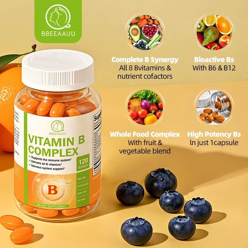 BBEEAAUU Complex Vitamin B Capsules Vitamin B1,B2,B6,B12 Biotin for Hair Growth Support Brain and Nerve Immune System Health
BBEEAAUU Complex Vitamin B Capsules Vitamin B1,B2,B6,B12 Biotin for Hair Growth Support Brain and Nerve Immune System Health