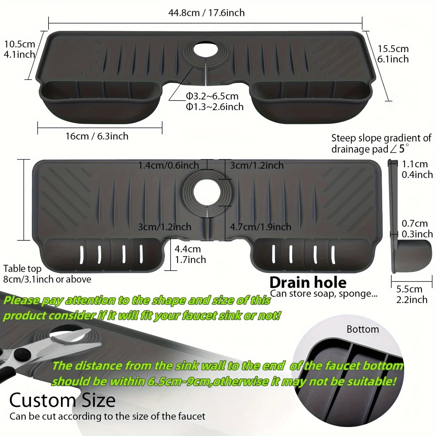 1pc Silicone Sponge Holder, Kitchen Sink Accessories, Silicone Kitchen Sink Splash Guard, Adjustable Faucet Splash Mat, Silicone
1pc Silicone Sponge Holder, Kitchen Sink Accessories, Silicone Kitchen Sink Splash Guard, Adjustable Faucet Splash Mat, Silicone