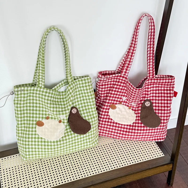 Cartoon Canvas Bag for Schoolgirl Fashion New Plaid Pattern Tote Bag with Shoulder Strap Cute Casual Daypack for Travel Work
Cartoon Canvas Bag for Schoolgirl Fashion New Plaid Pattern Tote Bag with Shoulder Strap Cute Casual Daypack for Travel Work