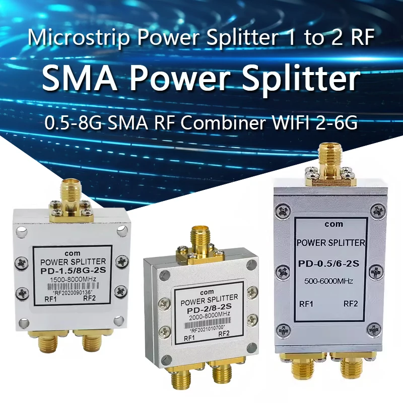 SMA Microstrip Power Splitter 1 to 2 RF Microstrip Power Splitter 0.5-8G SMA RF Combiner WIFI 2-6G Power Splitter 500-6000MHz
SMA Microstrip Power Splitter 1 to 2 RF Microstrip Power Splitter 0.5-8G SMA RF Combiner WIFI 2-6G Power Splitter 500-6000MHz