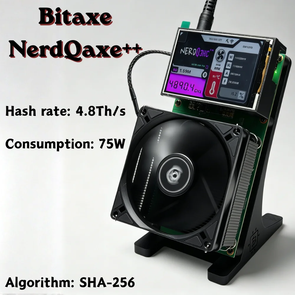 NerdQaxe++ 4.8Th/s 75W Bitcoin ASIC Miner 100% New With 12V 10A Power Supply SHA256 Solo Home Mining Rig
NerdQaxe++ 4.8Th/s 75W Bitcoin ASIC Miner 100% New With 12V 10A Power Supply SHA256 Solo Home Mining Rig