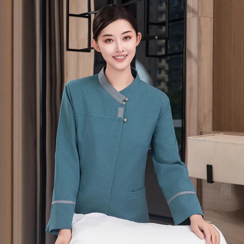 Property cleaning workwear, autumn long-sleeve women's uniform for hotel rooms, housekeeping, sales offices, hospital cleaning s
Property cleaning workwear, autumn long-sleeve women's uniform for hotel rooms, housekeeping, sales offices, hospital cleaning s
