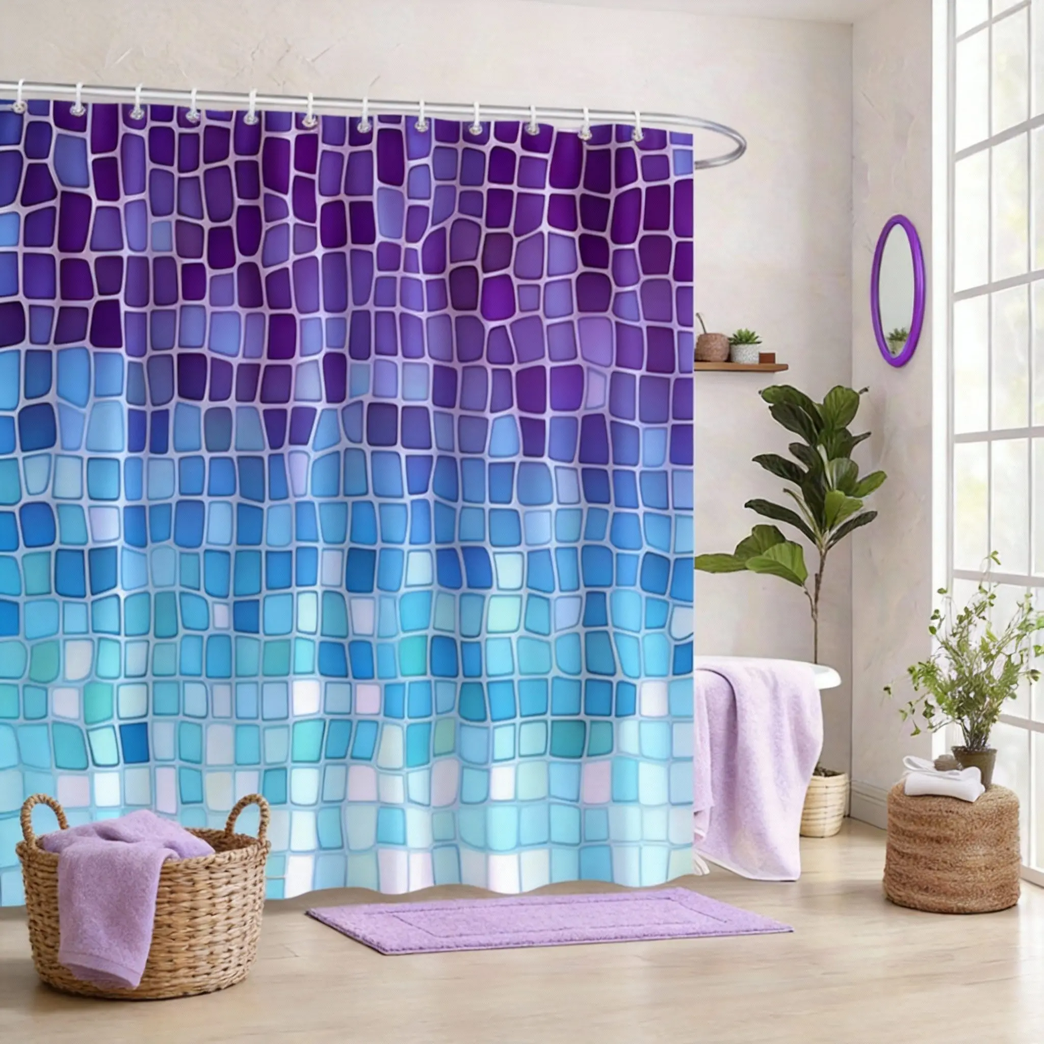 Mosaic Shower Curtain 180x180cm – Vibrant Stained Glass Blue, Modern Art Bathroom Decor Gift, 12 Hooks
Mosaic Shower Curtain 180x180cm – Vibrant Stained Glass Blue, Modern Art Bathroom Decor Gift, 12 Hooks