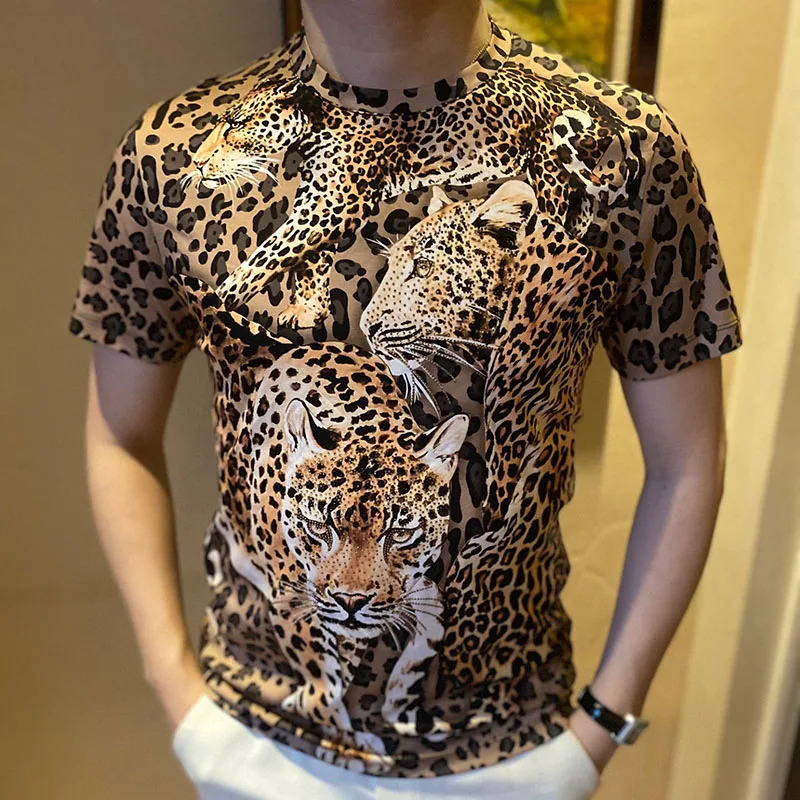 Men's new slim personality short sleeve thin round neck T shirt men's half sleeve T shirt fashion leopard print men's T shirt
Men's new slim personality short sleeve thin round neck T shirt men's half sleeve T shirt fashion leopard print men's T shirt