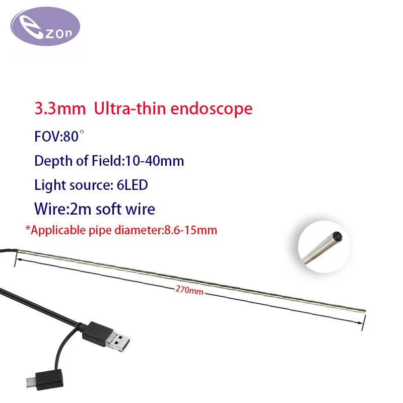 3.3mm long hard tube endoscope compatible with Android system, USB Type-C endoscope, suitable for automotive engine inspection.
3.3mm long hard tube endoscope compatible with Android system, USB Type-C endoscope, suitable for automotive engine inspection.