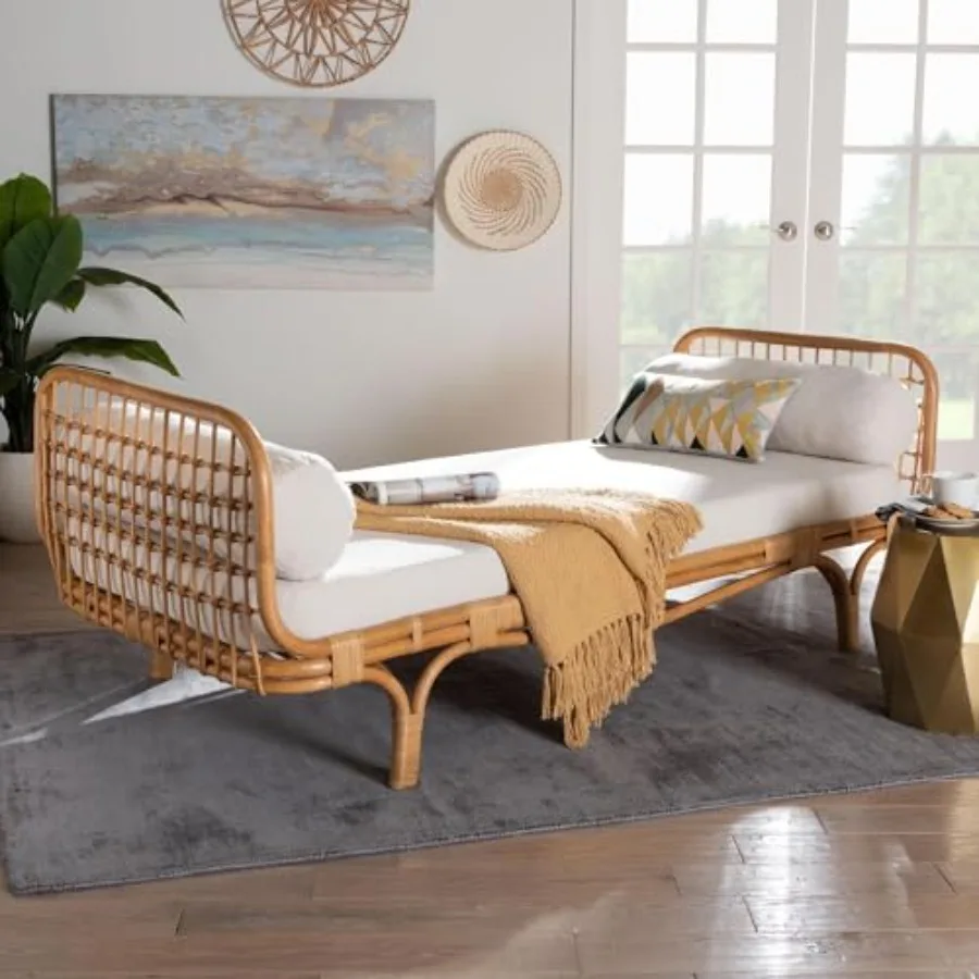 Aiko Handwoven Natural Rattan Daybed with Cushion Boho Coastal Lounge Bed for Living Room, Bedroom, or Sunroom
Aiko Handwoven Natural Rattan Daybed with Cushion Boho Coastal Lounge Bed for Living Room, Bedroom, or Sunroom