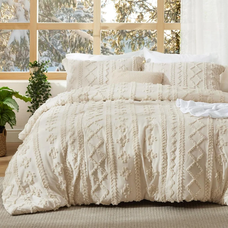 Queen Size Tufted Boho Comforter Set - Beige 3Pcs GentleSoft™ Embroidery Bedding, Soft Jacquard All-Season Gift for Women
Queen Size Tufted Boho Comforter Set - Beige 3Pcs GentleSoft™ Embroidery Bedding, Soft Jacquard All-Season Gift for Women
