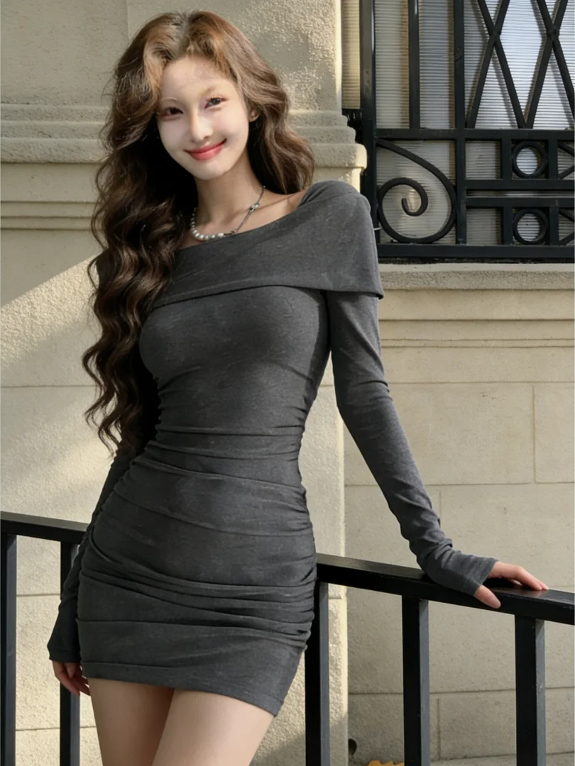 NUOMICI Elegant Gentle Gray Off-shoulder Knitwear Women Dress Sexy Slim Fit Bodycon Dresses Short Skirt Party Evening Clothes
NUOMICI Elegant Gentle Gray Off-shoulder Knitwear Women Dress Sexy Slim Fit Bodycon Dresses Short Skirt Party Evening Clothes