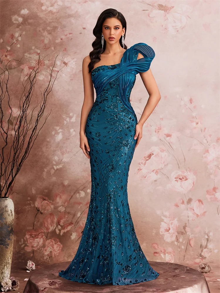 Lucyinlove Luxury Slanted shoulder Sequins Maxi Evening Dresses Waist-cinching mermaid Wedding Party Night Elegant Cocktail Gown
Lucyinlove Luxury Slanted shoulder Sequins Maxi Evening Dresses Waist-cinching mermaid Wedding Party Night Elegant Cocktail Gown