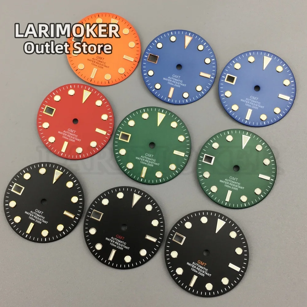 LARIMOKER 29MM GMT watch dial green luminous 9 o'clock date suitable for NH34 automatic movement watch parts
LARIMOKER 29MM GMT watch dial green luminous 9 o'clock date suitable for NH34 automatic movement watch parts