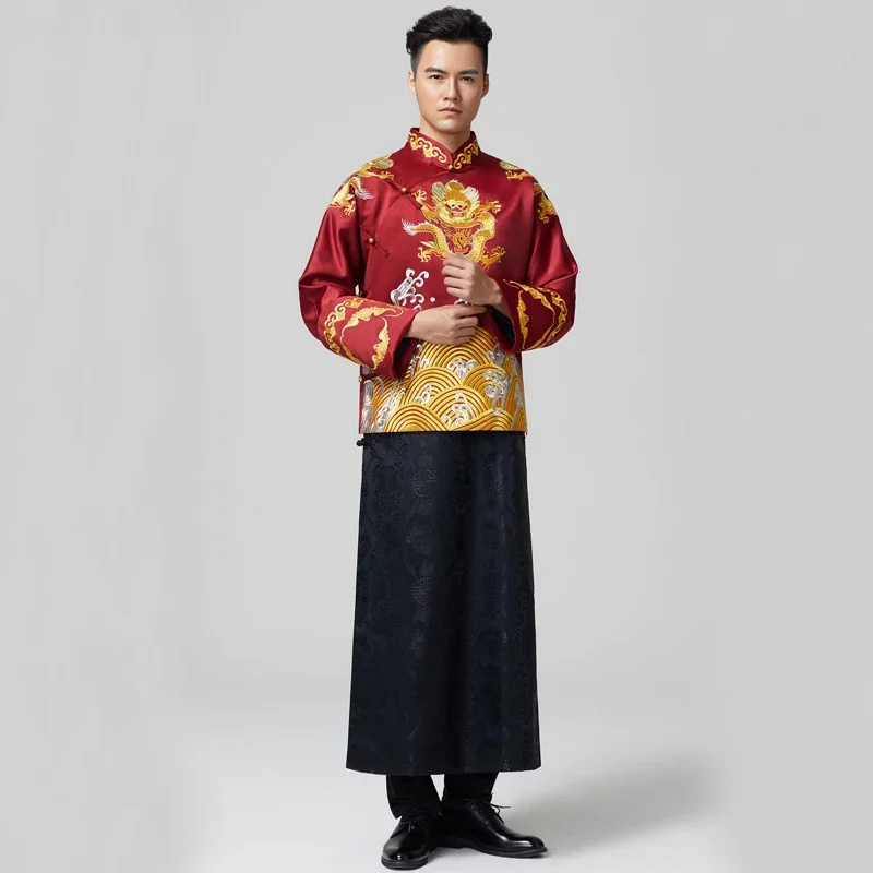 Dragon Element male Tang Suits Chinese wedding Robe bridegroom Chinese traditional Wedding costume groom Gown Jacket + Robe
Dragon Element male Tang Suits Chinese wedding Robe bridegroom Chinese traditional Wedding costume groom Gown Jacket + Robe