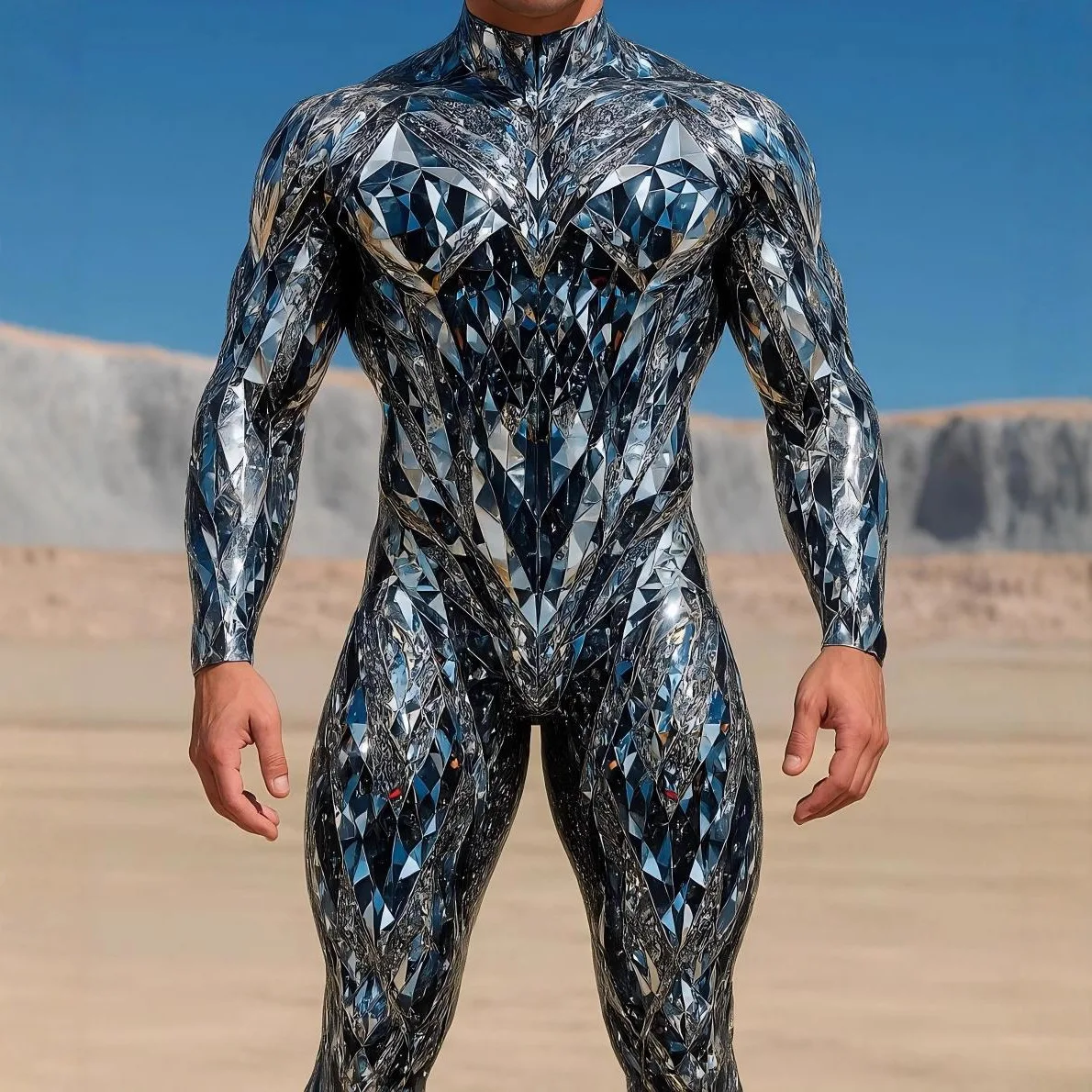 Men Cyberpunk Mechanical Armor Jumpsuit Cool Warrior Cosplay Bodysuit Muscle Armor Costume Halloween Party Performance Tight
Men Cyberpunk Mechanical Armor Jumpsuit Cool Warrior Cosplay Bodysuit Muscle Armor Costume Halloween Party Performance Tight