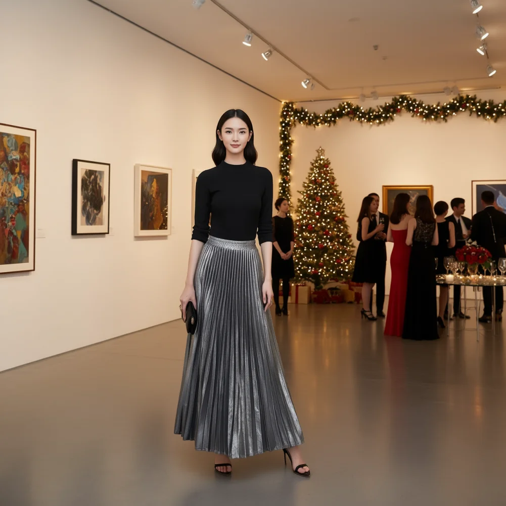High Waisted Skirt Women’s Pleated Maxi Skirt Elastic High Waist Long Skirt Golden for Spring Summer Work Leisure Travel Wear
High Waisted Skirt Women’s Pleated Maxi Skirt Elastic High Waist Long Skirt Golden for Spring Summer Work Leisure Travel Wear