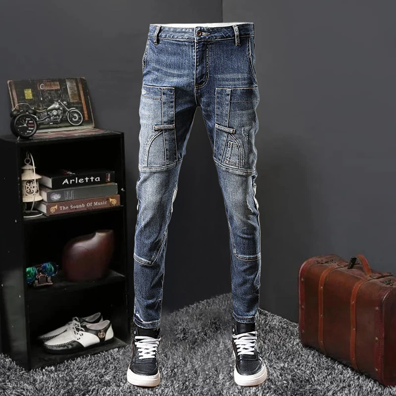 Fall Elastic Patch Slim Fit Versatile Men Jean European Style Hip Hop Jeans Men High Street Fashion Men Motorcycle Denim Pant
Fall Elastic Patch Slim Fit Versatile Men Jean European Style Hip Hop Jeans Men High Street Fashion Men Motorcycle Denim Pant