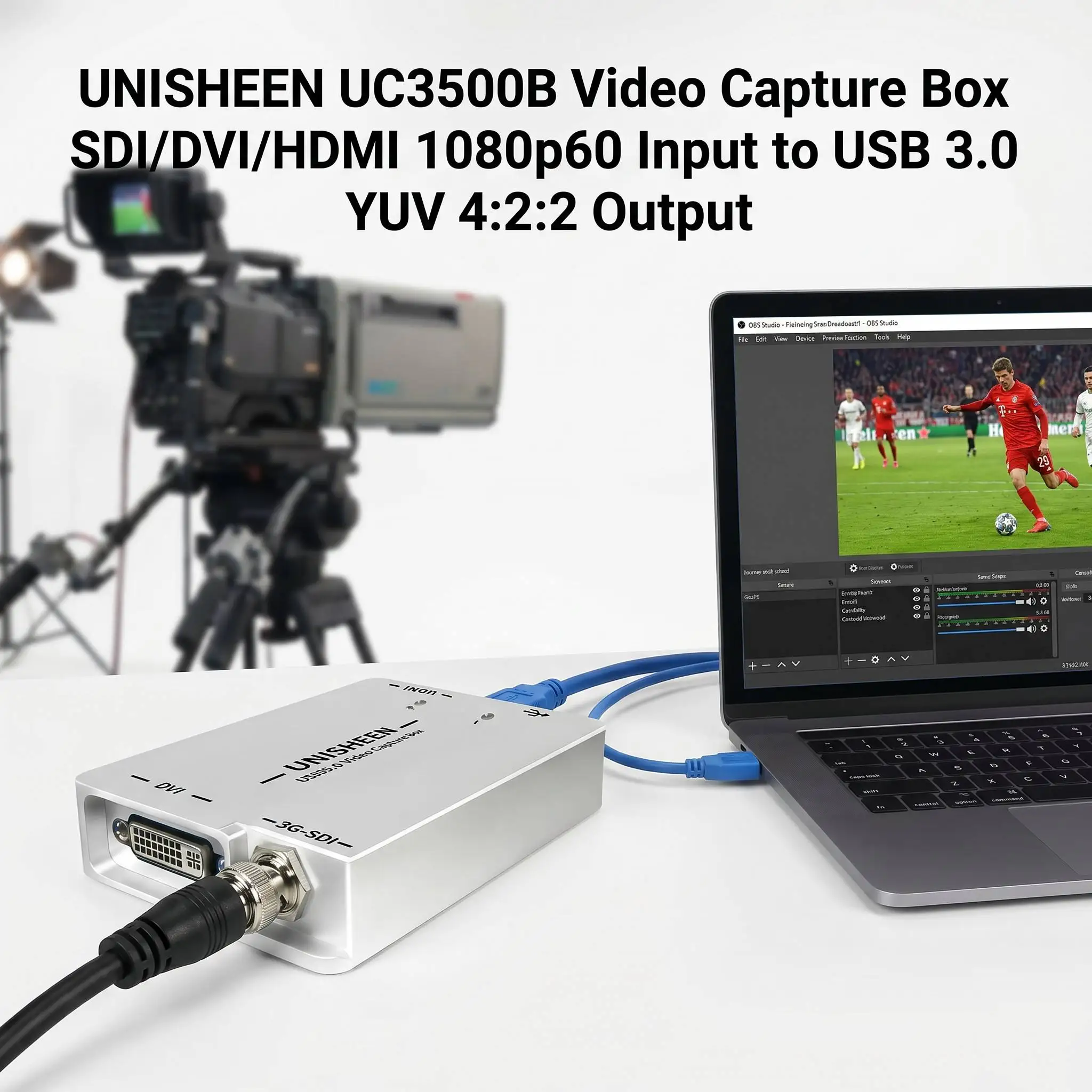 UNISHEEN FPGA Video Capture Card SDI/HDMI/DVI-D Input to USB 3.0 Professional Live Broadcast Dongle for Zoom Teams OBS vMix
UNISHEEN FPGA Video Capture Card SDI/HDMI/DVI-D Input to USB 3.0 Professional Live Broadcast Dongle for Zoom Teams OBS vMix