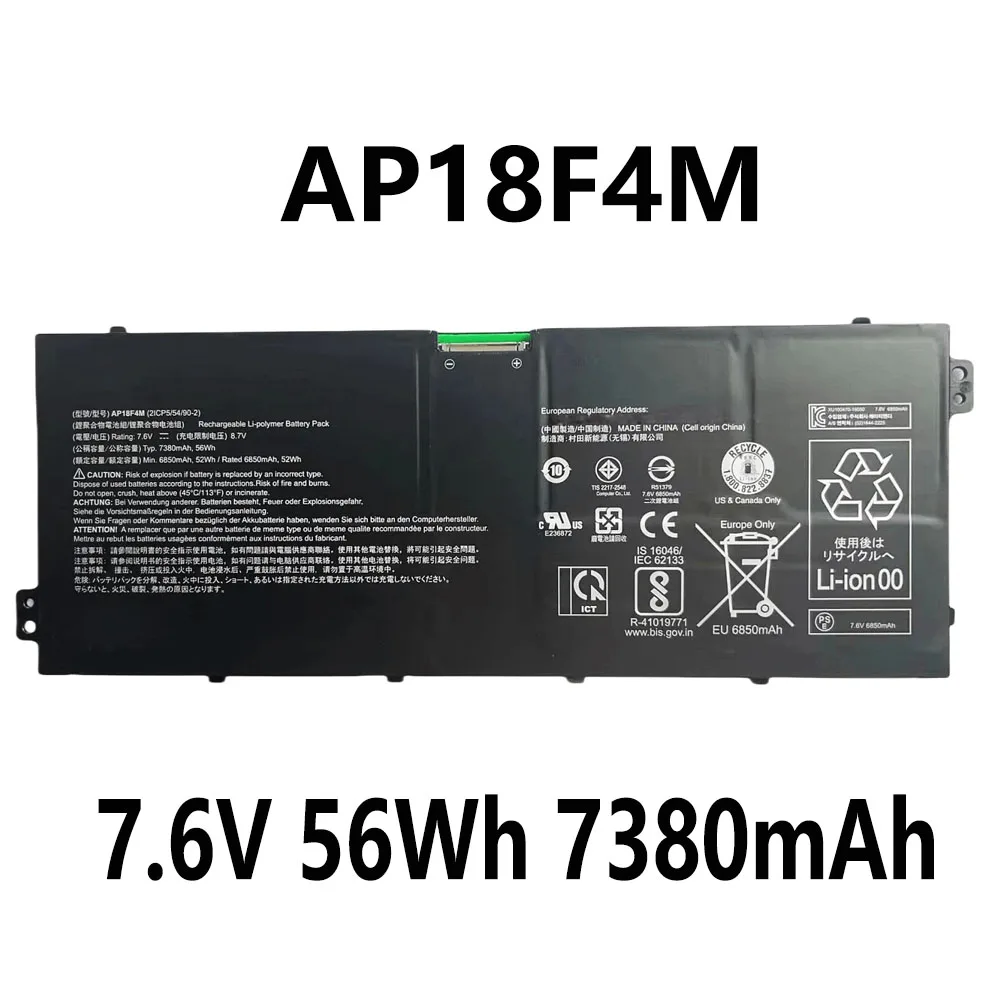 AP18F4M 7,6 В 56 Втч 7380 мАч Аккумулятор для ноутбука Acer Chromebook 714 715 CB714 CB715 KT.00404.001
AP18F4M 7,6 В 56 Втч 7380 мАч Аккумулятор для ноутбука Acer Chromebook 714 715 CB714 CB715 KT.00404.001