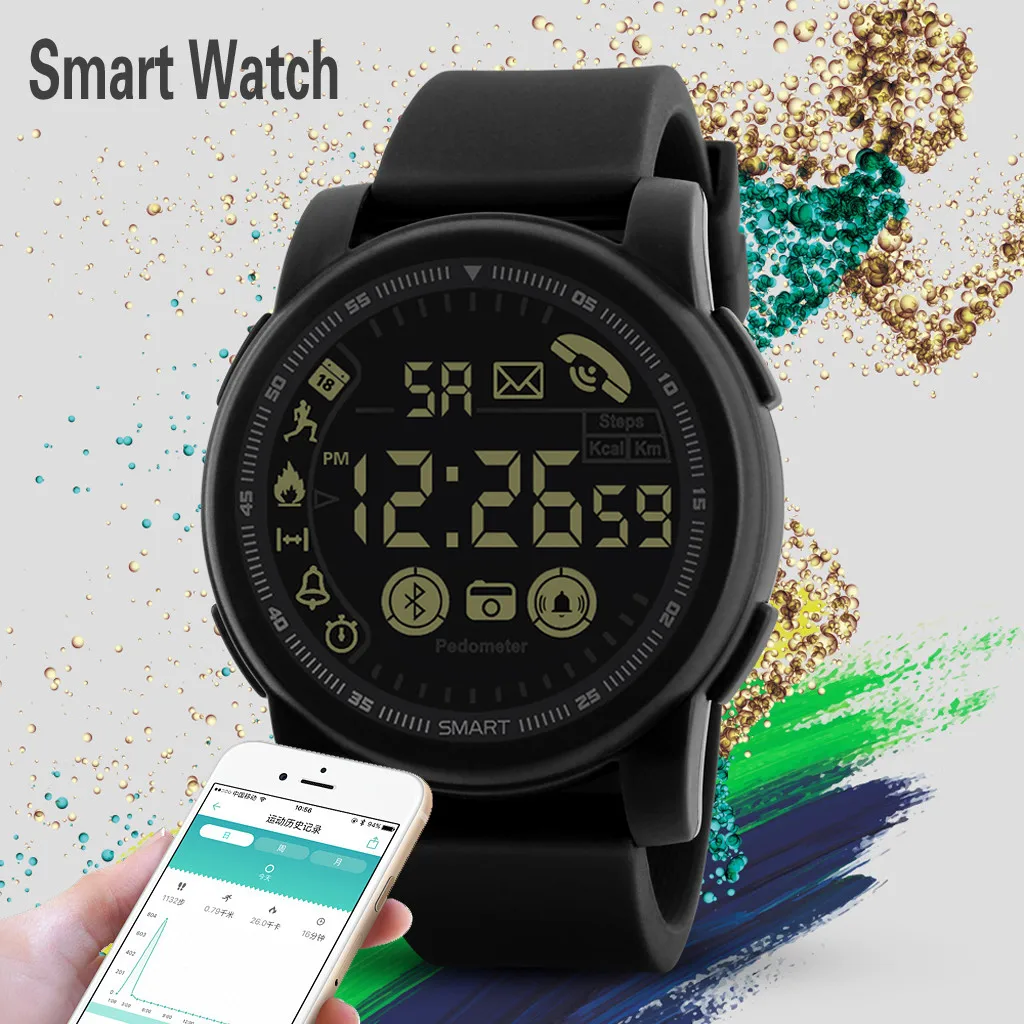 Smart Men'S Sport Watch Multifuction Electronic Wristwatch Fitness Waterproof Bluetooth Smart Watch Sport Pedometer Male Watch
Smart Men'S Sport Watch Multifuction Electronic Wristwatch Fitness Waterproof Bluetooth Smart Watch Sport Pedometer Male Watch