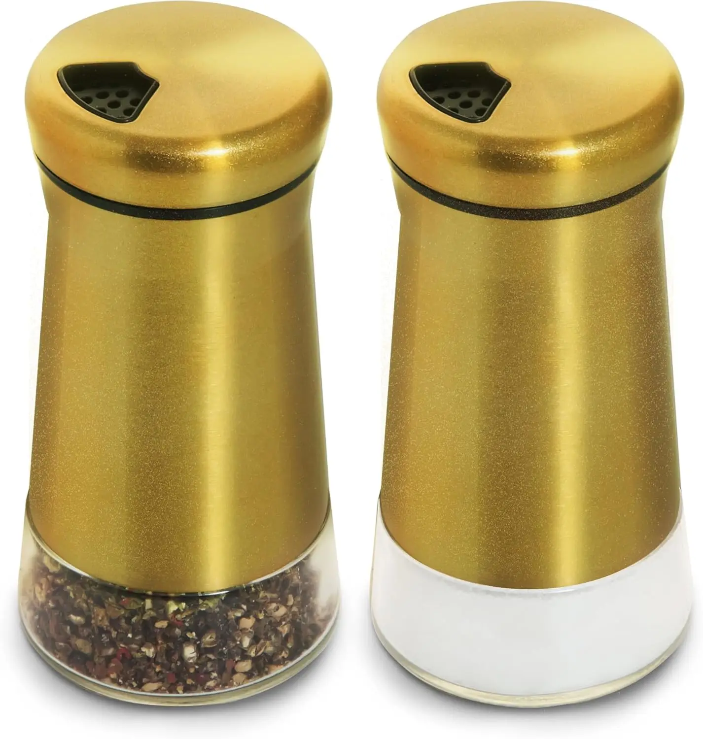 Salt and Pepper Shakers, Clear Bottom with Stainless Steel Top, Adjustable Pouring for Kitchen & Camping
Salt and Pepper Shakers, Clear Bottom with Stainless Steel Top, Adjustable Pouring for Kitchen & Camping
