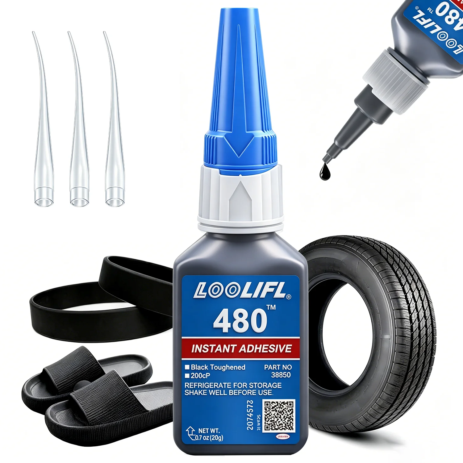 LOOLIFL Black Super Glue 480 Fast Drying Instant Cyanoacrylate for Leather Rubber High-Strength Liquid Glue Crack TireRepairTool
LOOLIFL Black Super Glue 480 Fast Drying Instant Cyanoacrylate for Leather Rubber High-Strength Liquid Glue Crack TireRepairTool