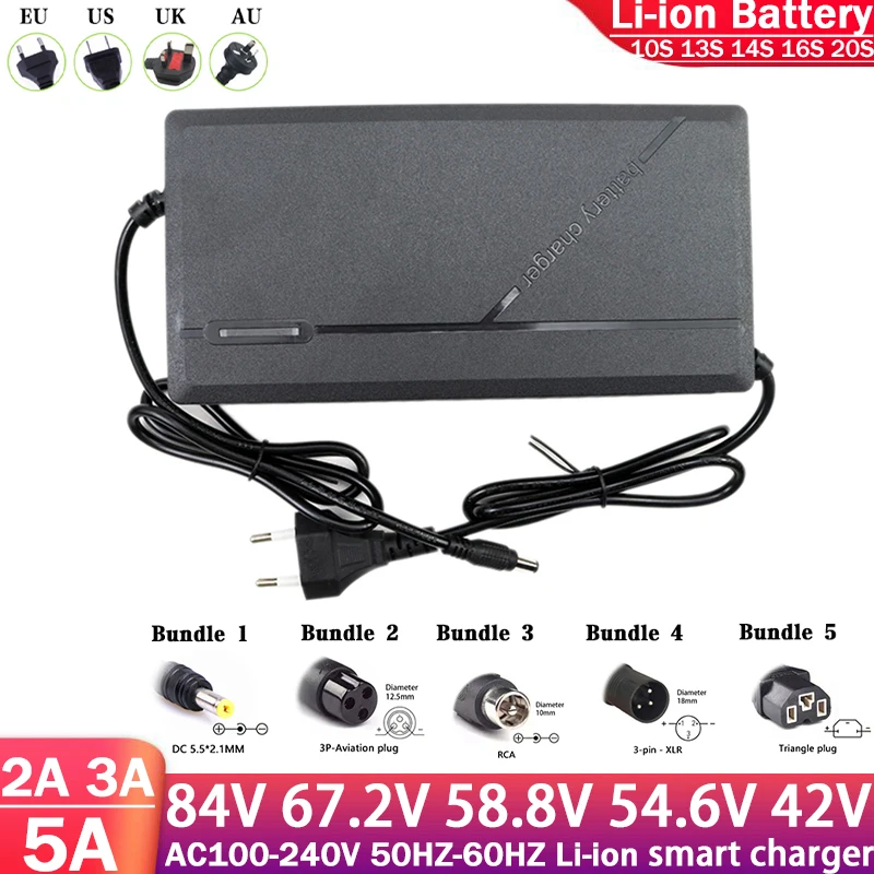 60V 72V 52v 48v 36v 2A 3A 5A Lithium ion Charger 16S 20S 14s 13s 10s 84V Battery Pack Intelligent Protection AC110-220W 50/60Hz
60V 72V 52v 48v 36v 2A 3A 5A Lithium ion Charger 16S 20S 14s 13s 10s 84V Battery Pack Intelligent Protection AC110-220W 50/60Hz