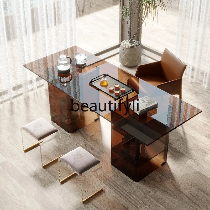 Household balcony tea table light luxury living room office kung fu tea table tempered glass tea table chair
Household balcony tea table light luxury living room office kung fu tea table tempered glass tea table chair
