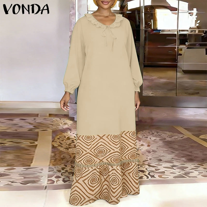 VONDA Women Plus Size Dresses Summer Spring Print Patchwork Long Sleeve Ruffles Dress OL Work Vestidos Party Long Maxi Dresses
VONDA Women Plus Size Dresses Summer Spring Print Patchwork Long Sleeve Ruffles Dress OL Work Vestidos Party Long Maxi Dresses